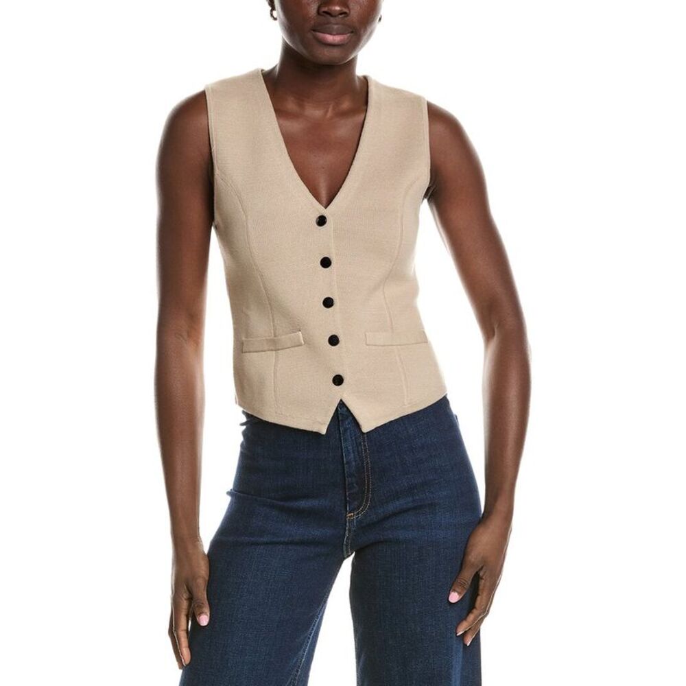 Minnie Rose Womens  Knit Snap Vest, Brown